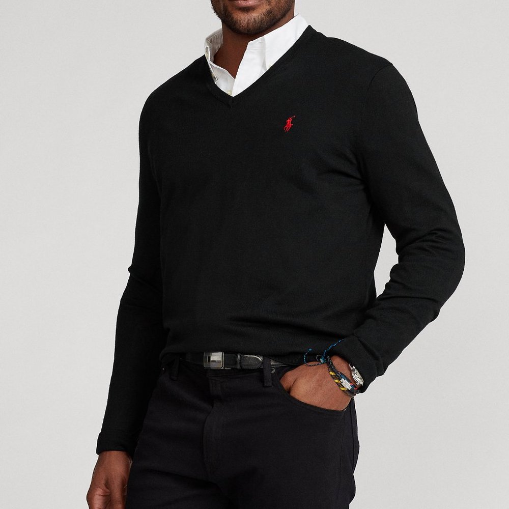 NWOT Ralph Lauren Black V Neck Sweater Medium